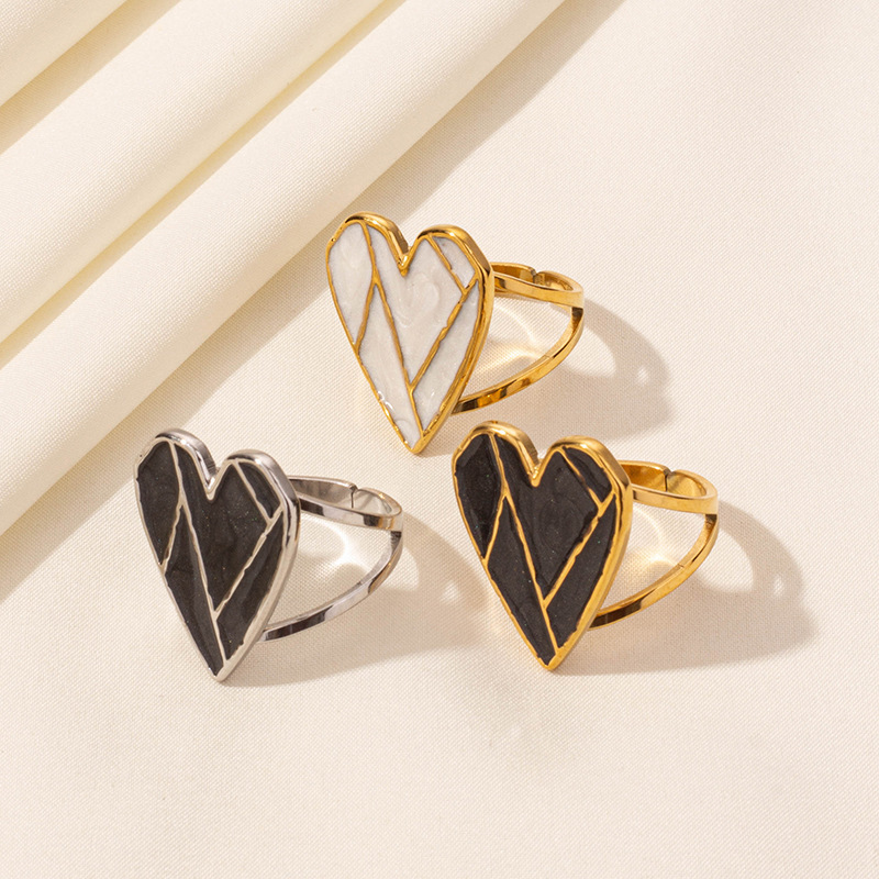 Heart-Shaped Oil Dripping Open Ring