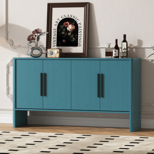 4-Door Large Sea Green Storage Retro Side Cabinet