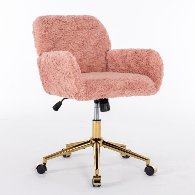 Artificial Rabbit Plush Office Chair With Gold Base - Image 7