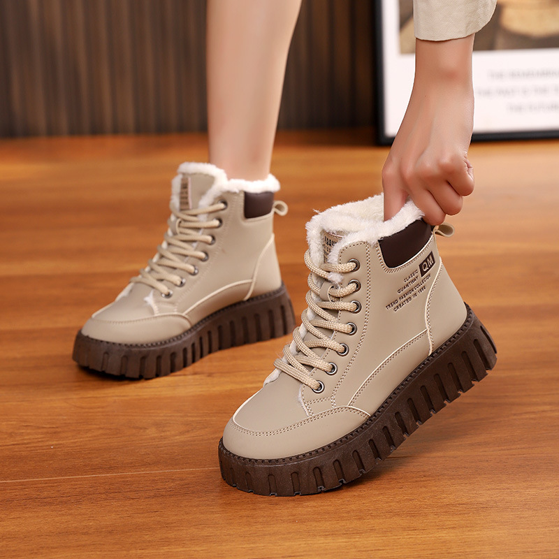 Winter Warm Fleece Ins Lace-up Snow Boots