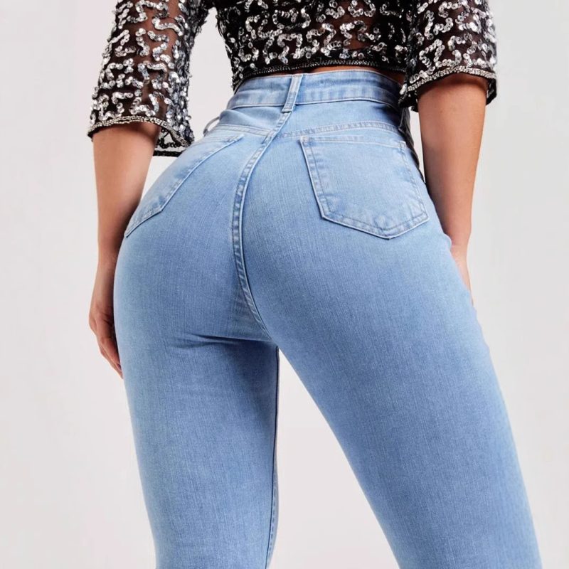 Slim Fit Bell-bottom Stretch Women Pants - Image 4