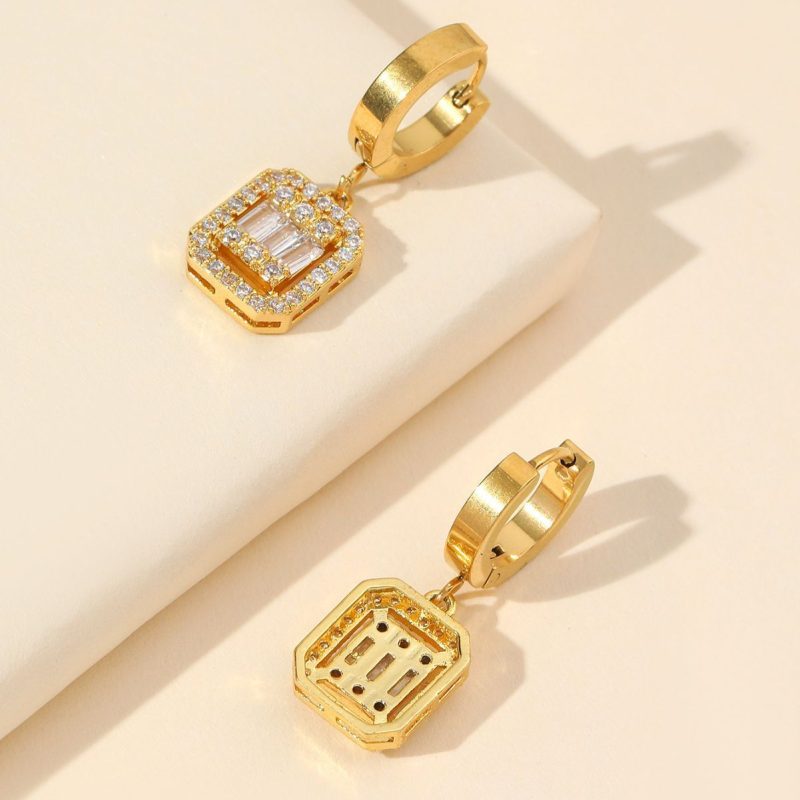 Sugar Cube Titanium Steel Earring