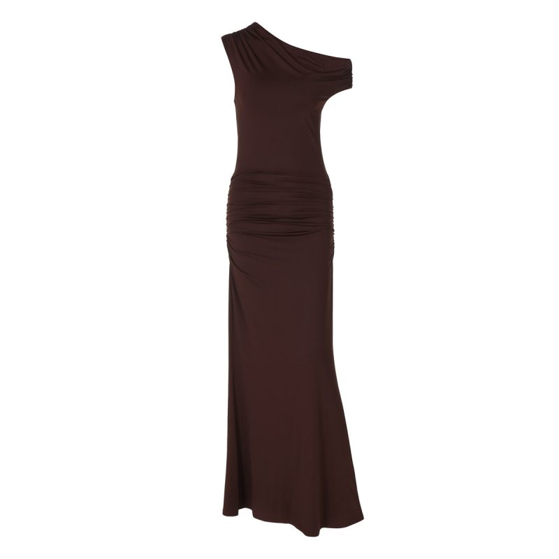 Hollow Sexy Solid Pleated Waist Dress - Image 6
