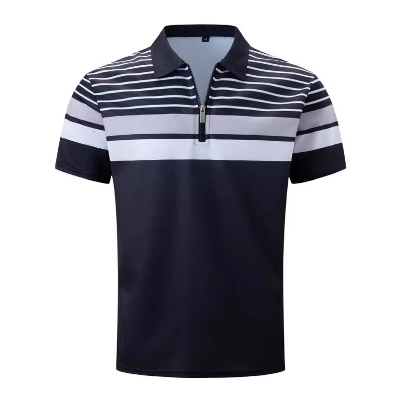 Versatile Business Striped Men Polo Shirt - Image 2
