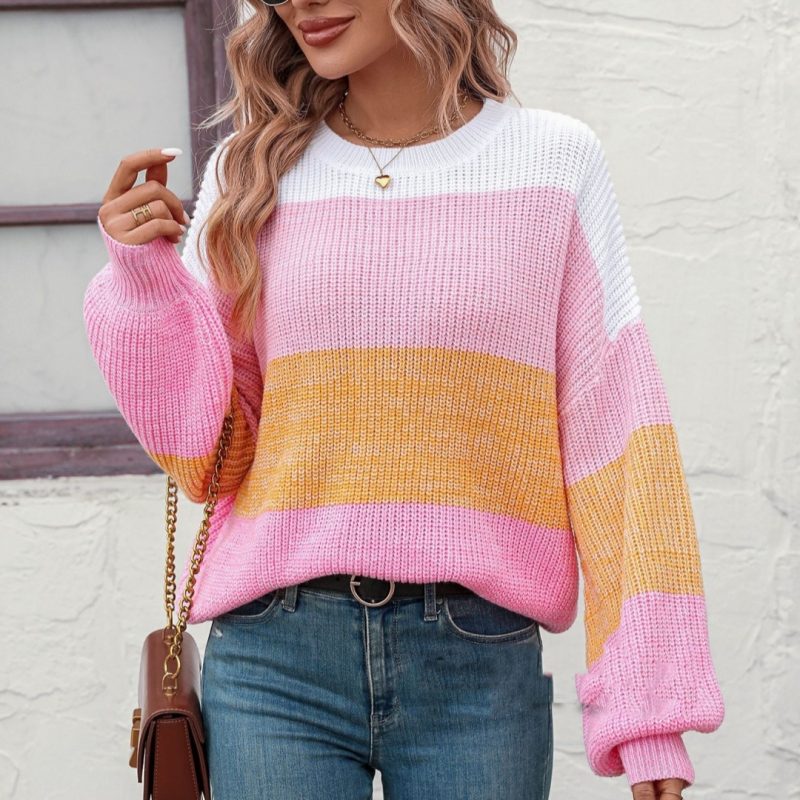 Women's Color Crew Neck Knitwear