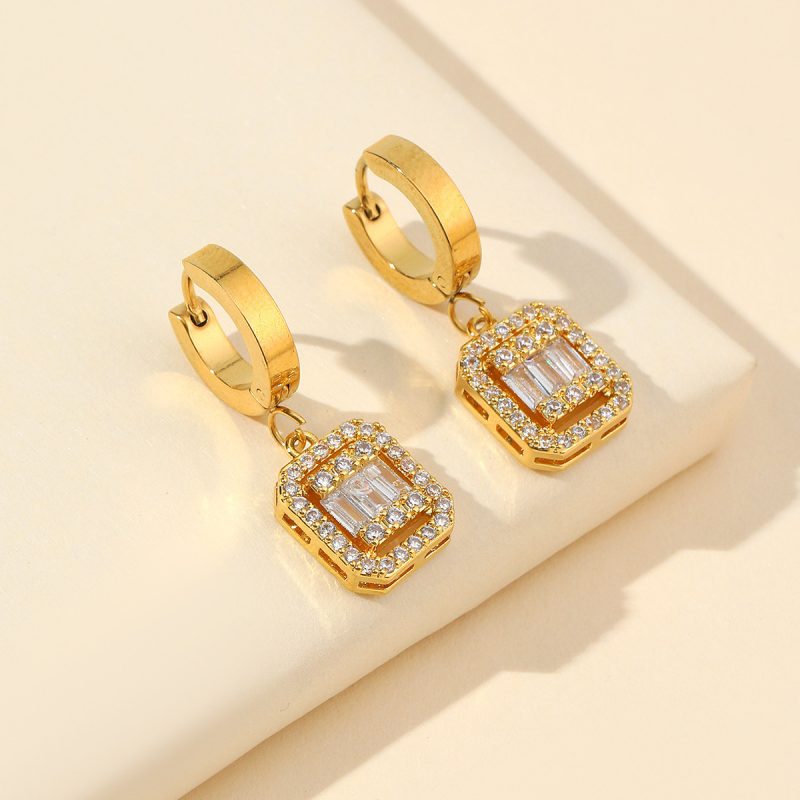 Sugar Cube Titanium Steel Earring - Image 3