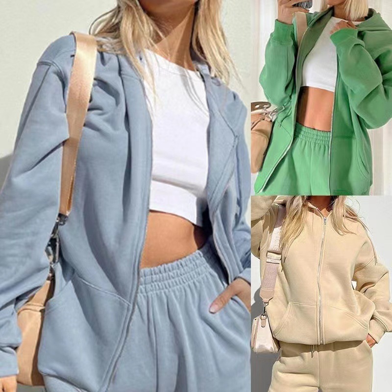 Women's Loose Hooded Sportswear Jogger Pants Suit