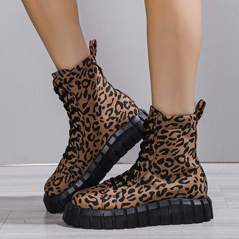 Women Leopard Print Platform Boots