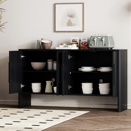 4-door Large Black Storage Retro Side Cabinet