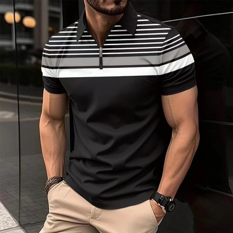 Versatile Business Striped Men Polo Shirt