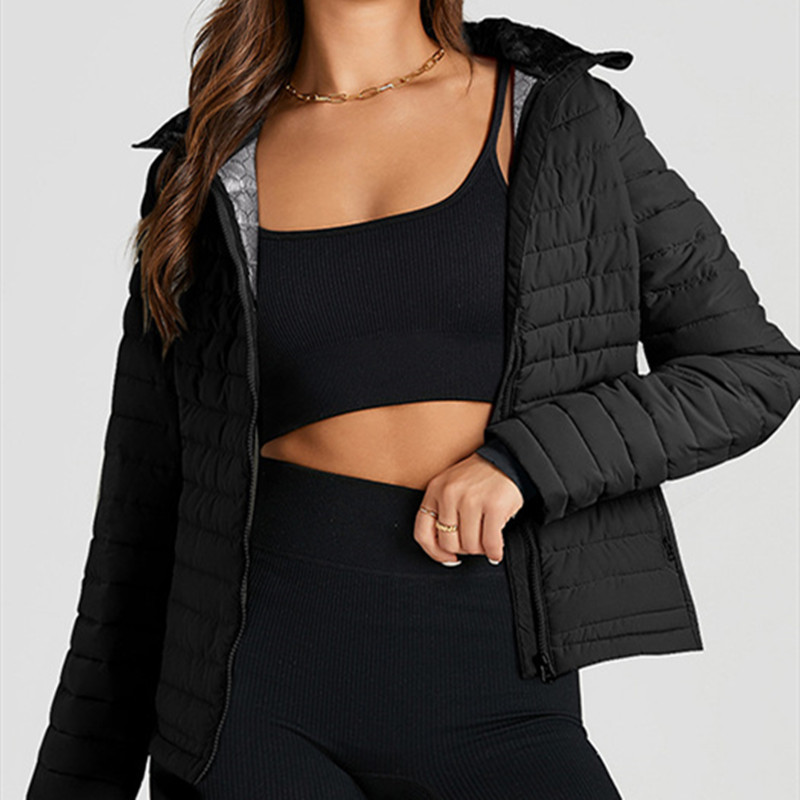 Women's Quilted Zipped Stand Collar Jacket