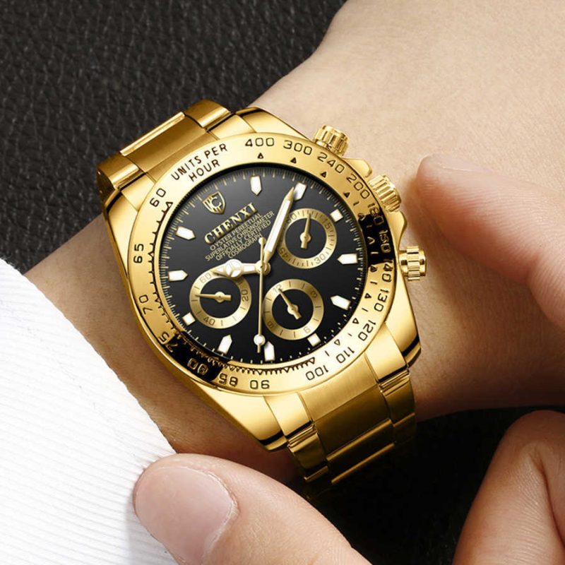 Gold Men's Electroplating Luminous Business Watch