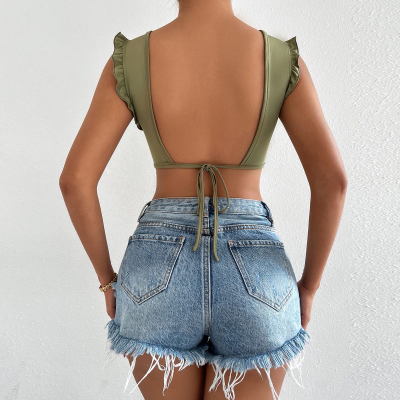 Women's Sleeveless Ruffle Cropped Cami Tank Top - Image 6