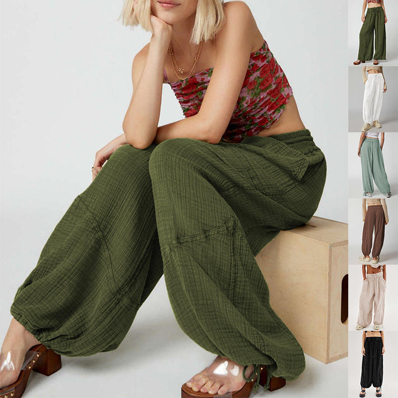 Women Drawstring Loose Wide Leg Pants
