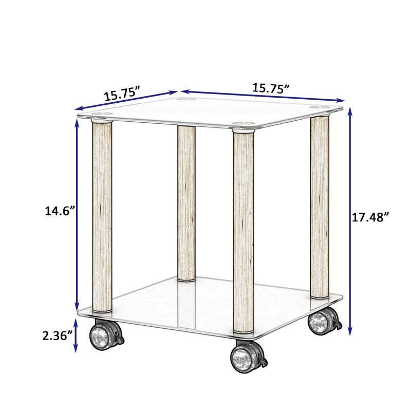 2-Tier Modern White Oak Sofa Side Table - Image 2