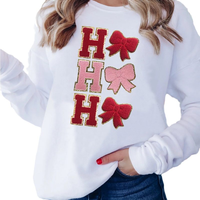 Bow Print Hooded Shirts For Women - Image 4