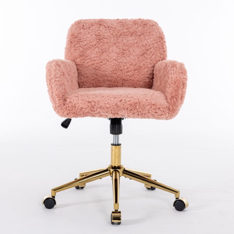 Artificial Rabbit Plush Office Chair With Gold Base - Image 4