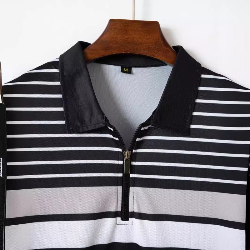 Versatile Business Striped Men Polo Shirt - Image 3