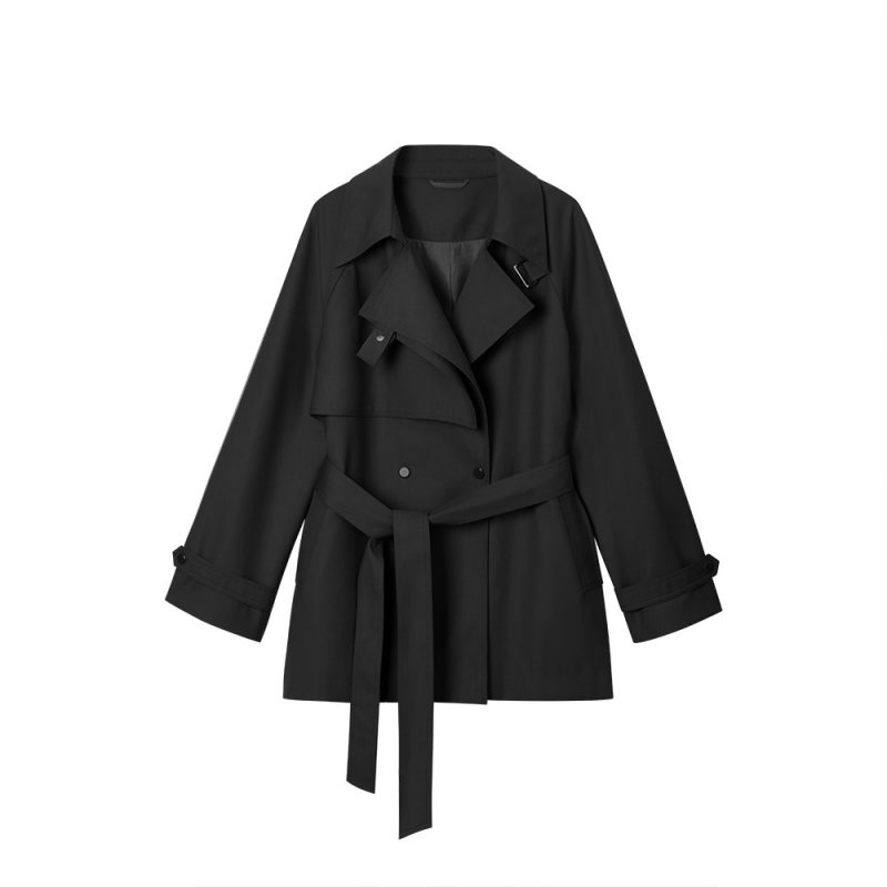 Asymmetric Loose Casual Mid-length Trench Coat - Image 7