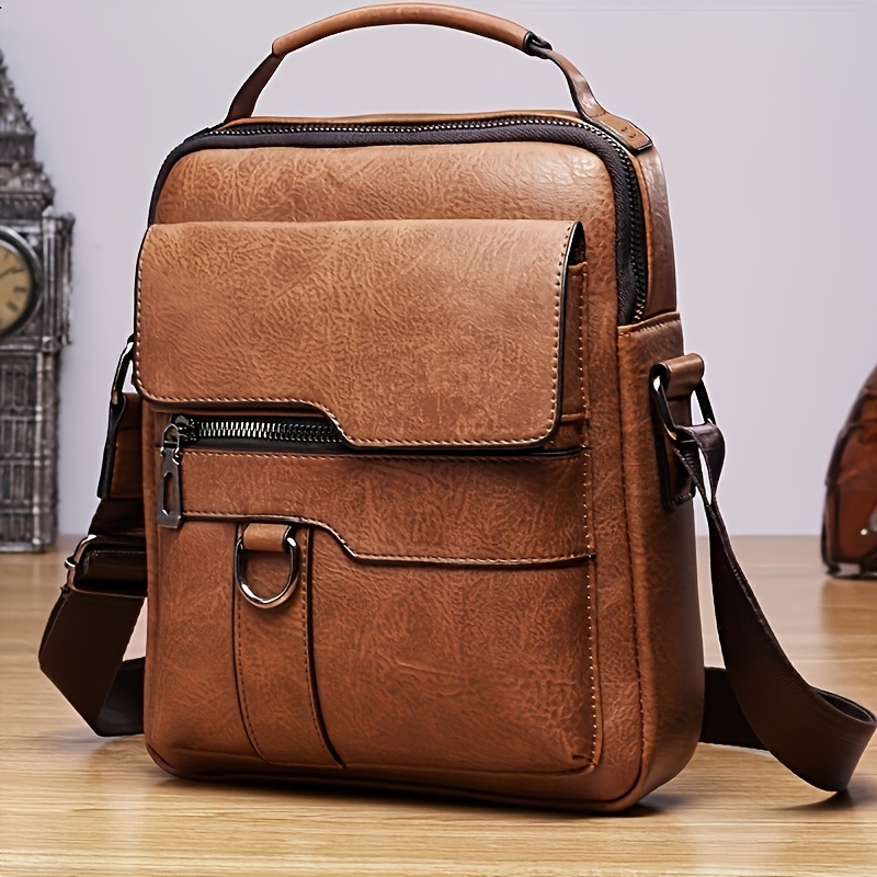 PU Leather Men's Shoulder Bag & Card Holder