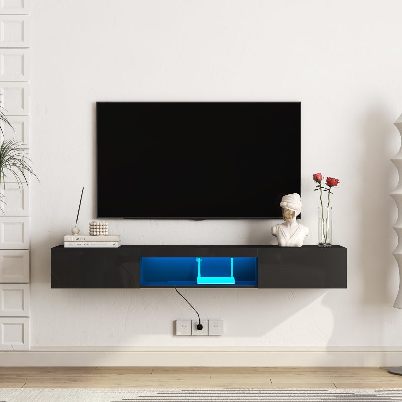 Floating TV Stand Wall Mounted With 16 Color LEDs - Image 2