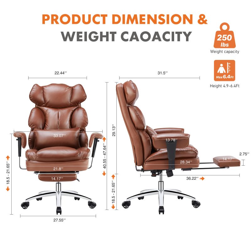 Ergonomic Pure Leather Desk Chair - Image 6