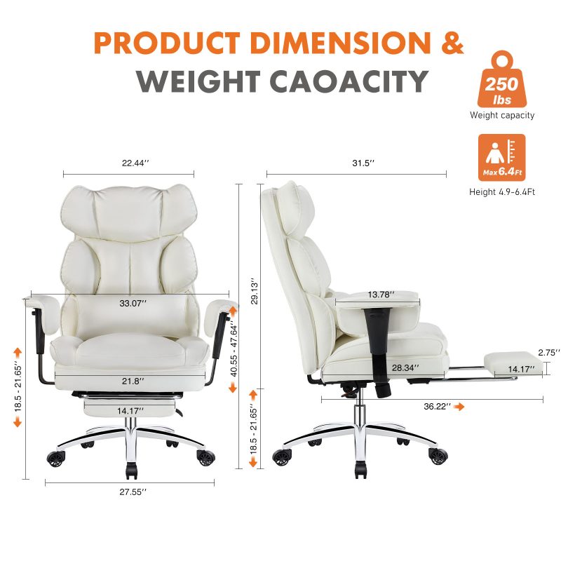Ergonomic Pure Leather Desk Chair - Image 8