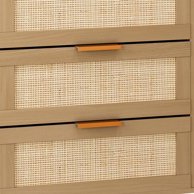 Rattan Wood 6 Drawers Bedroom Dresser - Image 5