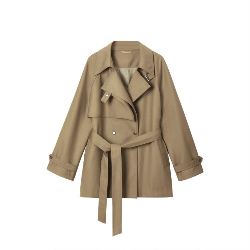 Asymmetric Loose Casual Mid-length Trench Coat - Image 3