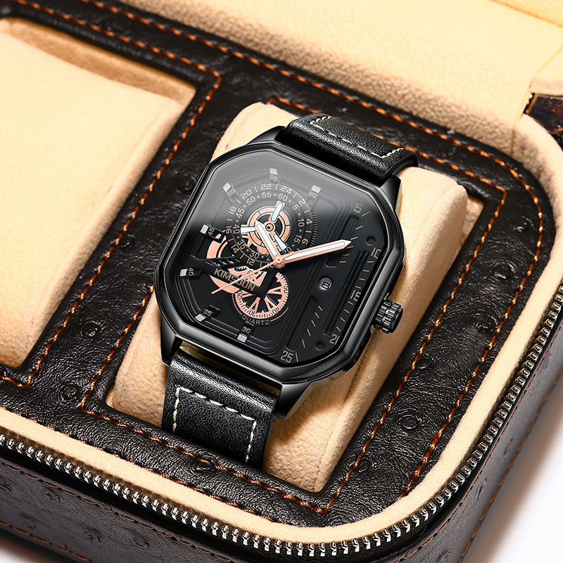 PU Leather Men's Square Watch