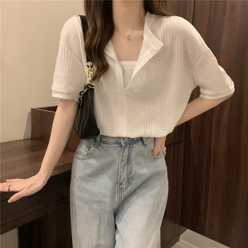 Women's V Neck Short Sleeved T Shirt
