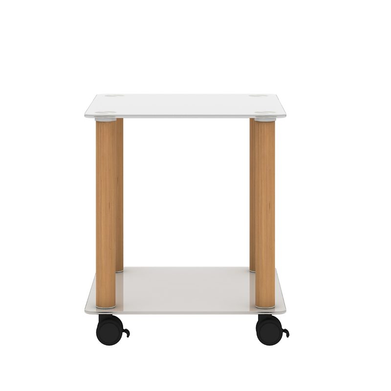 2-Tier Modern White Oak Sofa Side Table - Image 10