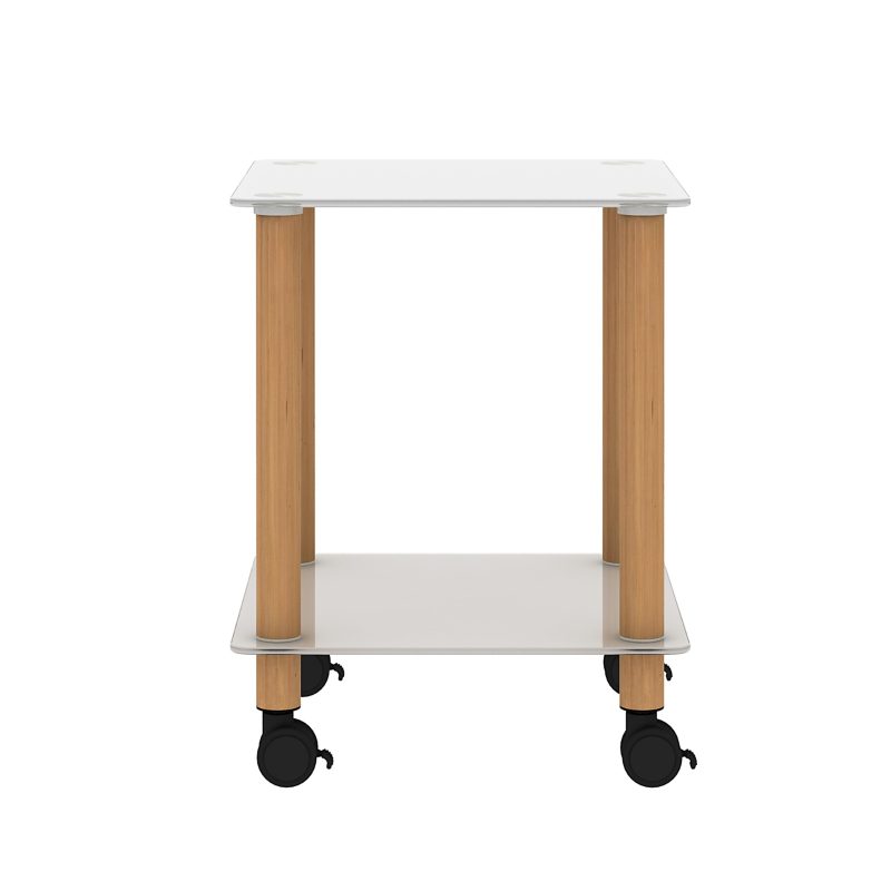 2-Tier Modern White Oak Sofa Side Table - Image 5