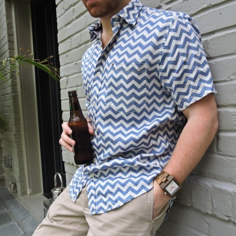 Short Sleeve Casual Striped Ripple Shirts