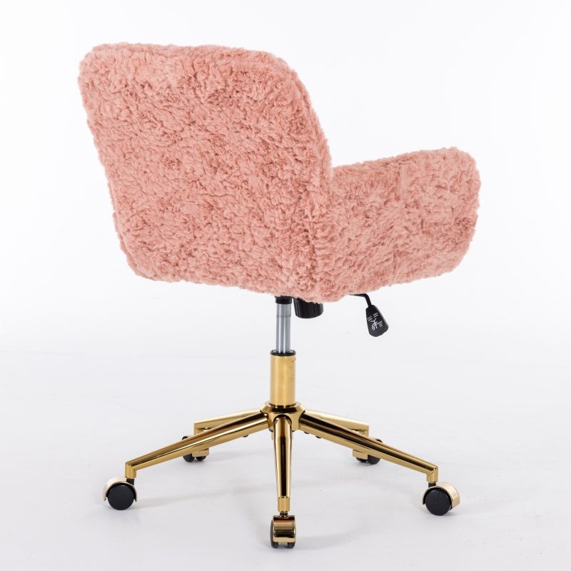 Artificial Rabbit Plush Office Chair With Gold Base - Image 3