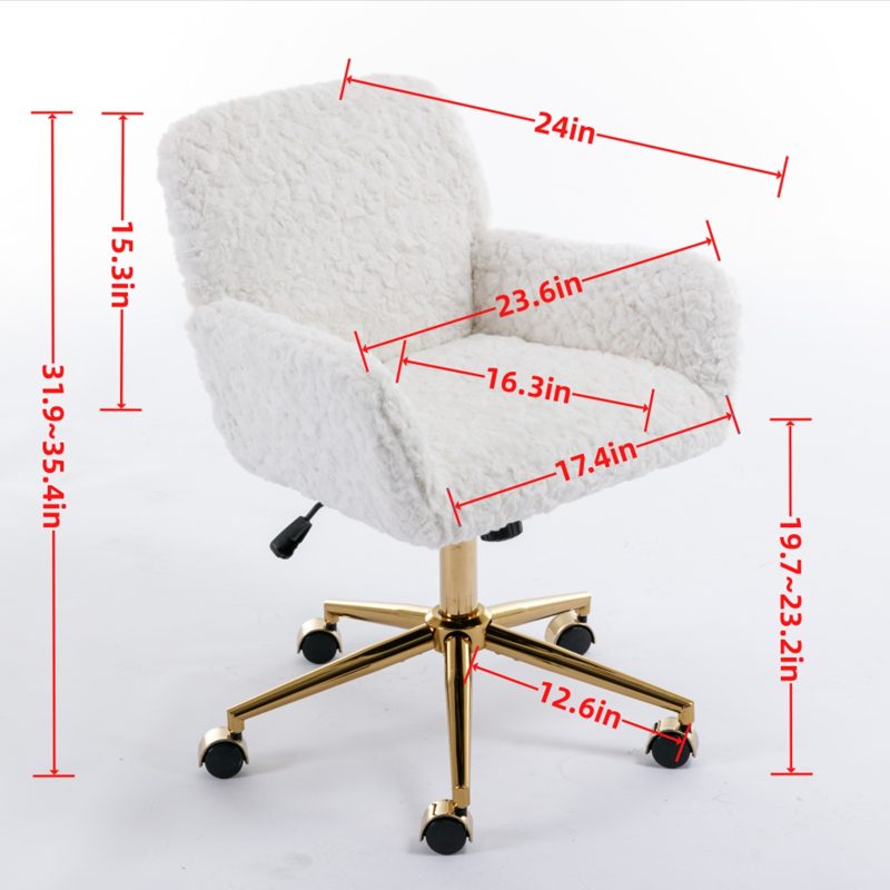 Artificial Rabbit Plush Office Chair With Gold Base - Image 9