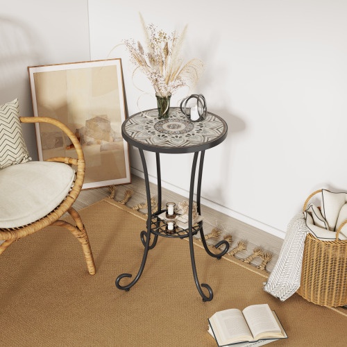 Patio Side Table With Shelf