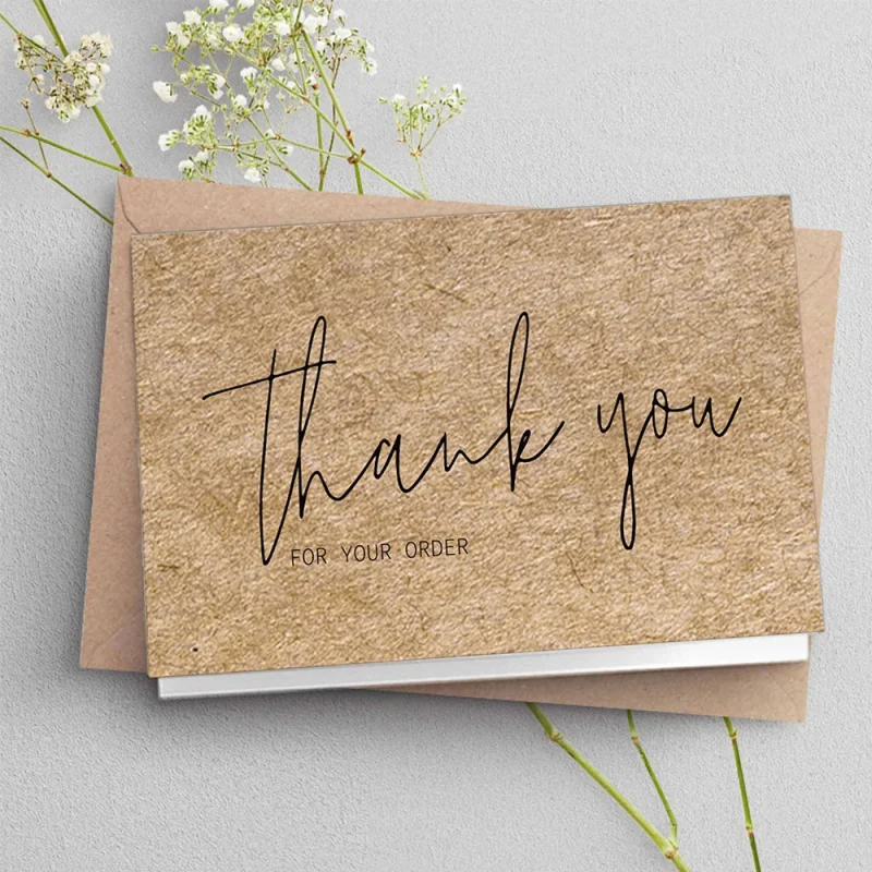 30pcs Natural Kraft Paper Thank You Card