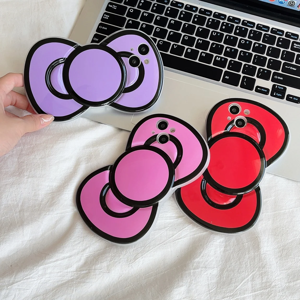 Solid Black Edge Bow Protective Phone Case