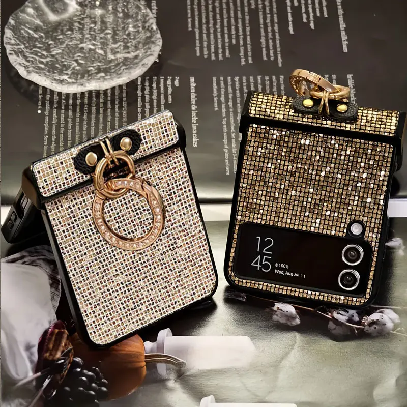 Artificial Diamond-Plated Ring Buckle Phone Case