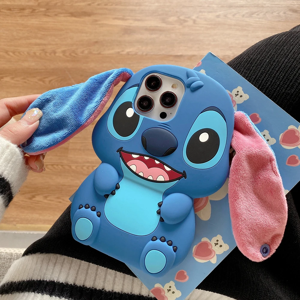 Cartoon Stitch Big Ear Strap Silicone Phone Case