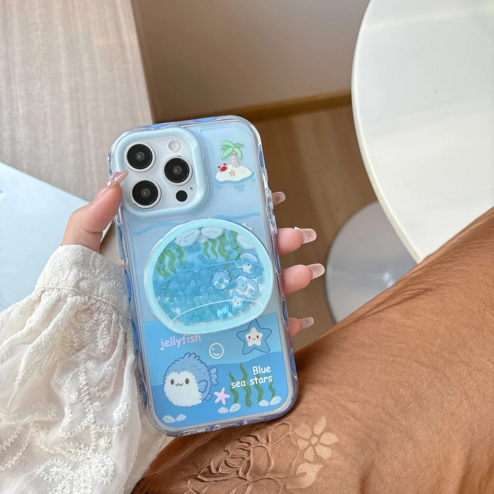 Cute Cartoon Jellyfish Quicksand Case for Magsafe