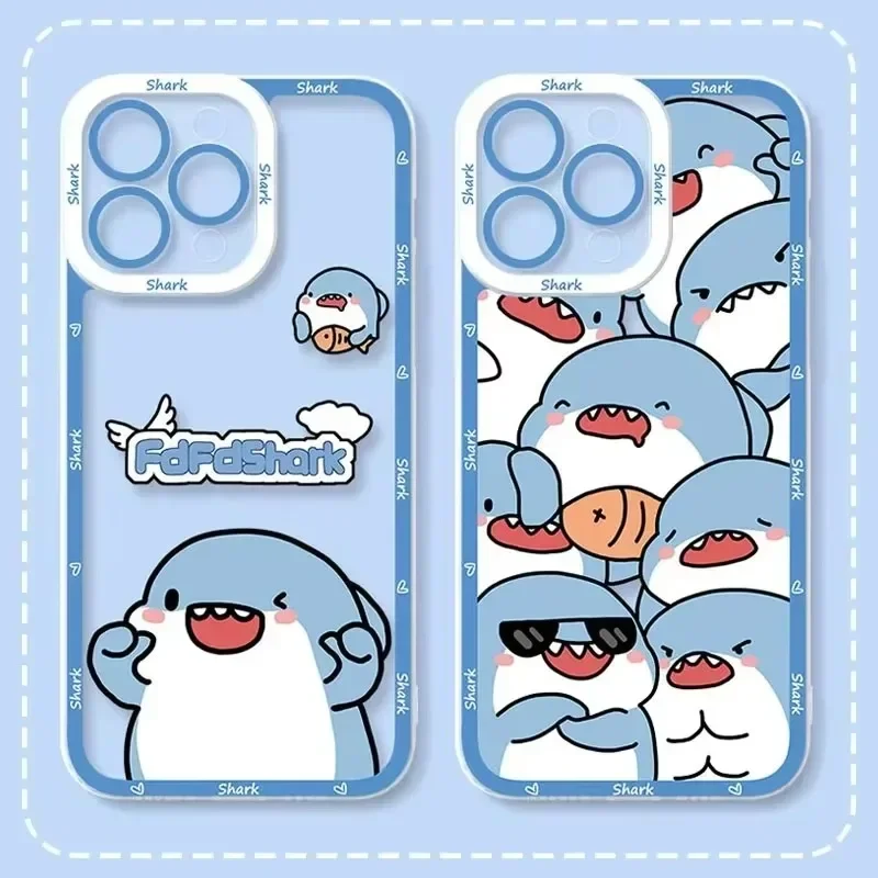 Silicone PC Lovely Shark Back Phone Case