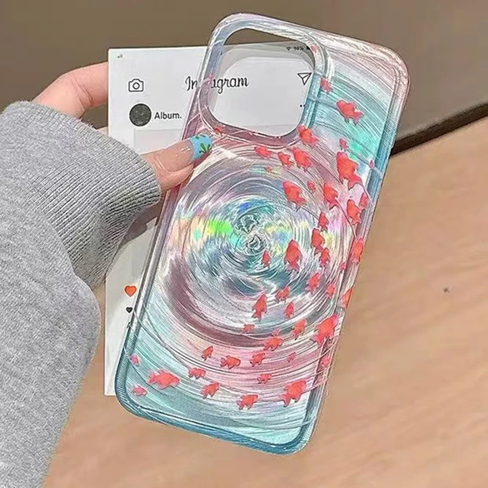 Blue Ocean Red Carp Phone Case For iPhone