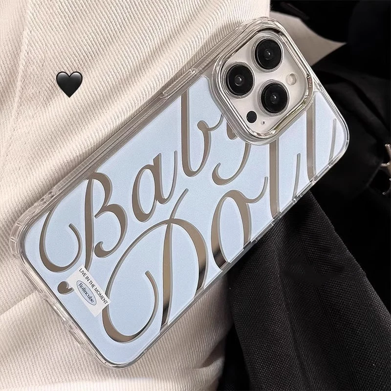 Blue Silver Plated Mirror Frame Case For iPhone