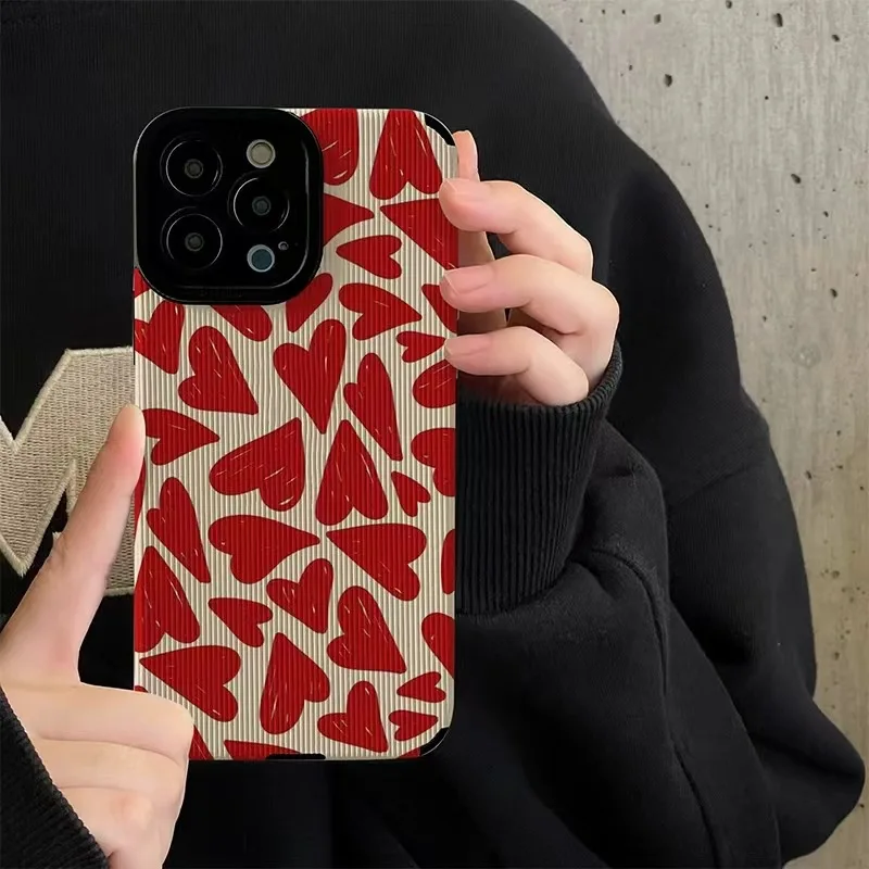 Fashion Red Love Heart Silicone Case For iPhone