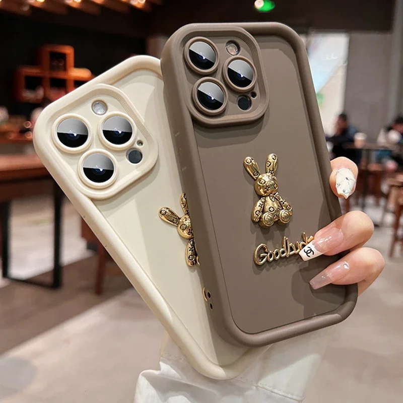 3D Golden Rabbit Phone Cover For iPhone