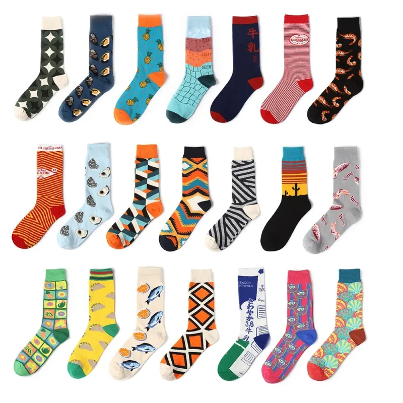 1 Pair Unisex Colorful Cotton Crew Socks – Harajuku Skate Style