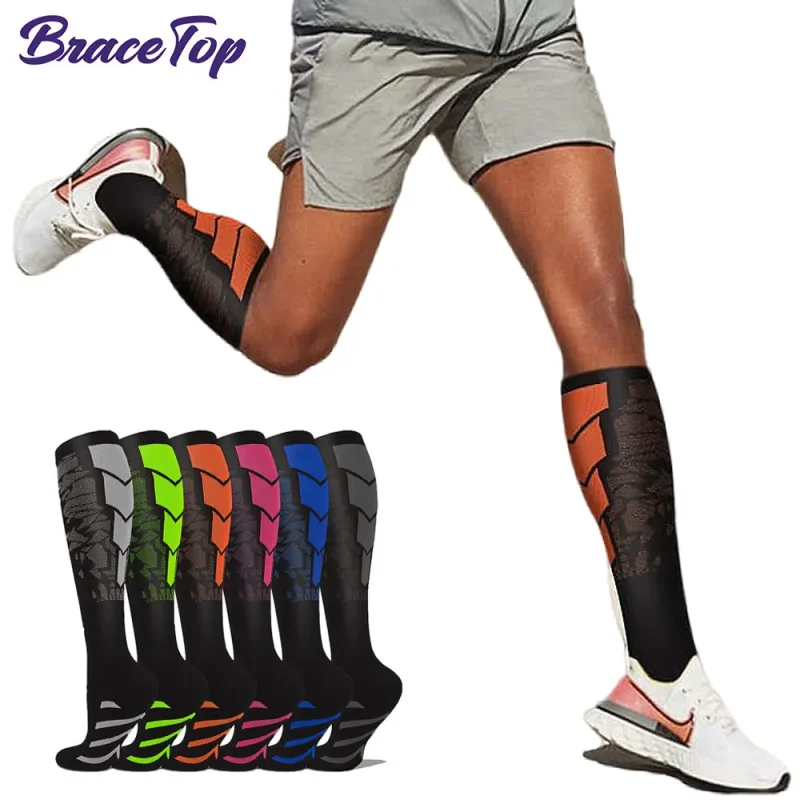 1 Pair Sports Compression Socks – Calf Support for Running, Nurses, Flight & Athletic Use