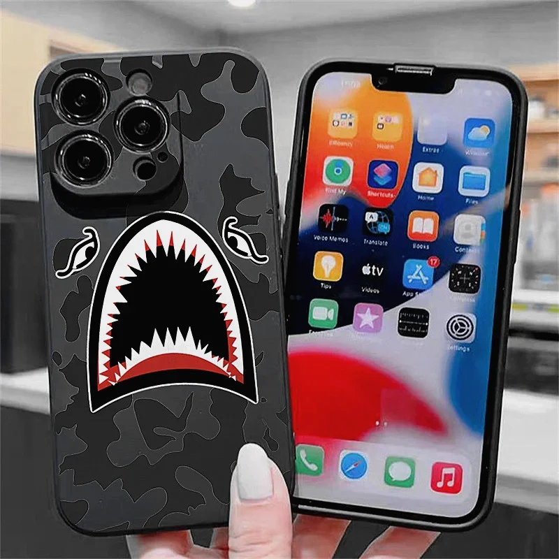 Silicone Soft Funny Shark Phone Case For iPhone